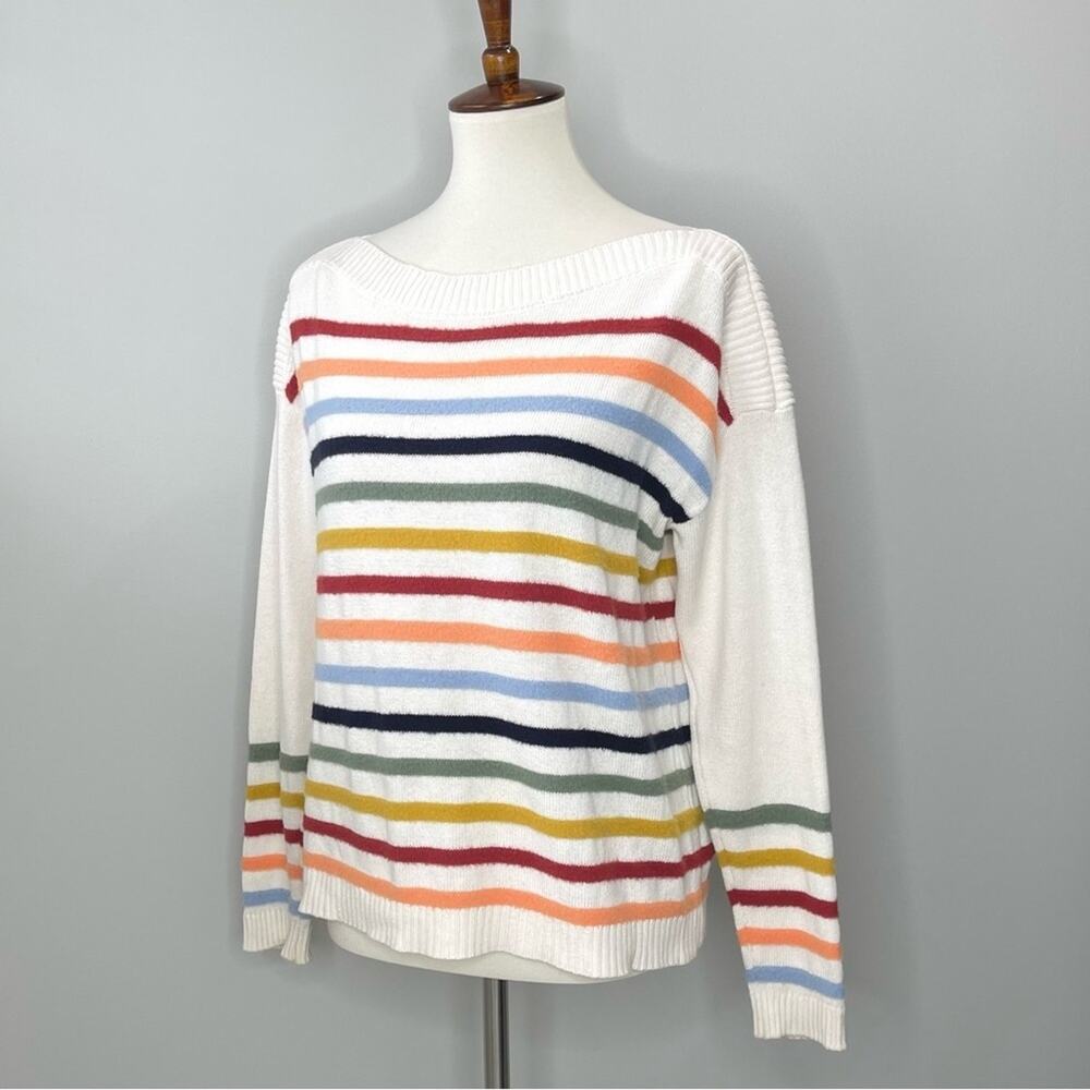 Loft Fuzzy Striped Sweater Women’s Size XS - Picture 3 of 9